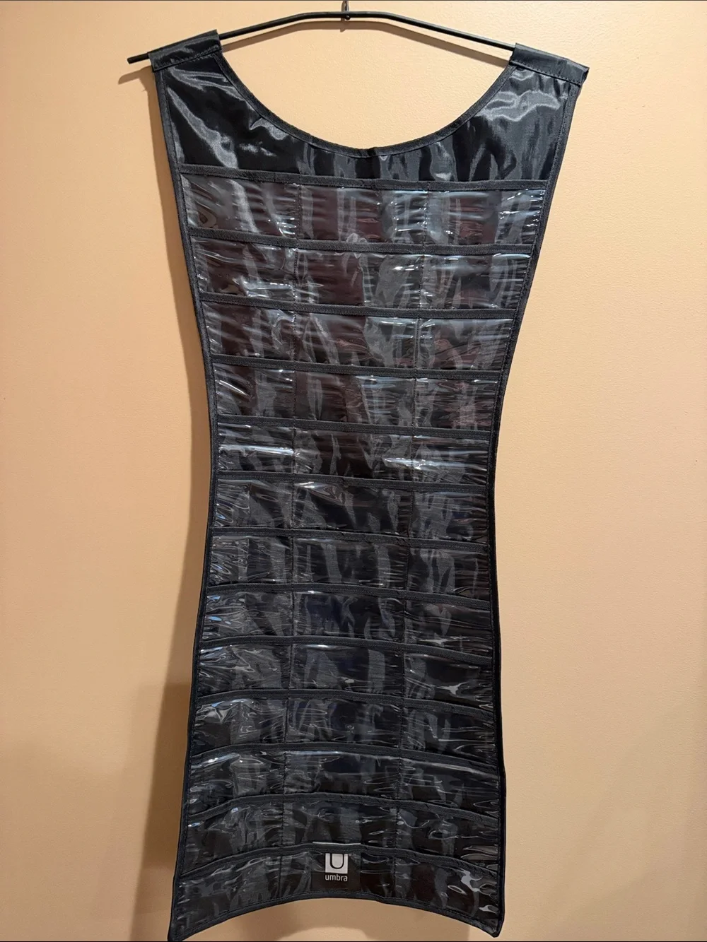 Umbra Black Hanging Jewelry Organizer with Clear Pockets